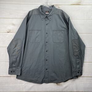 Ridgecut Toughwear Mens Shirt 2XLT Gray Ripstop Reinforced Elbow Tactical Button